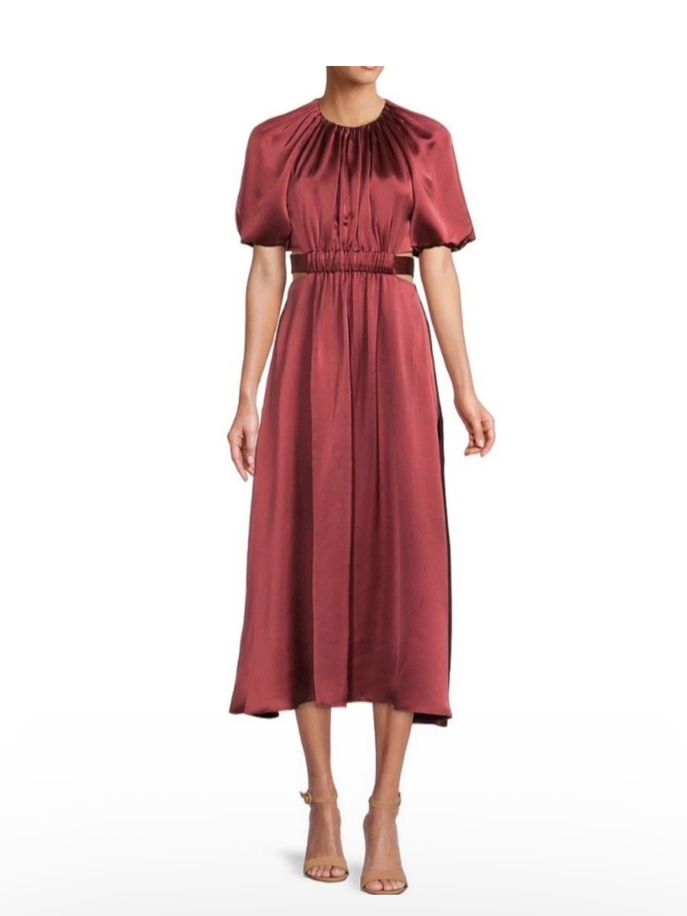 Antonio Melani Satin Midi Dress, Back Cut Out, Cayenne, 12